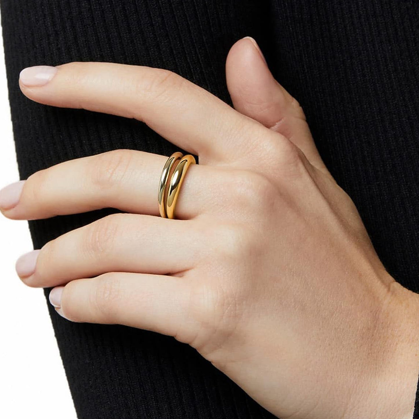 Gold Filled Band Rings - 2PCS - Thin Rings for Women and Girls - Comfort Fit - Sizes 5 to 10