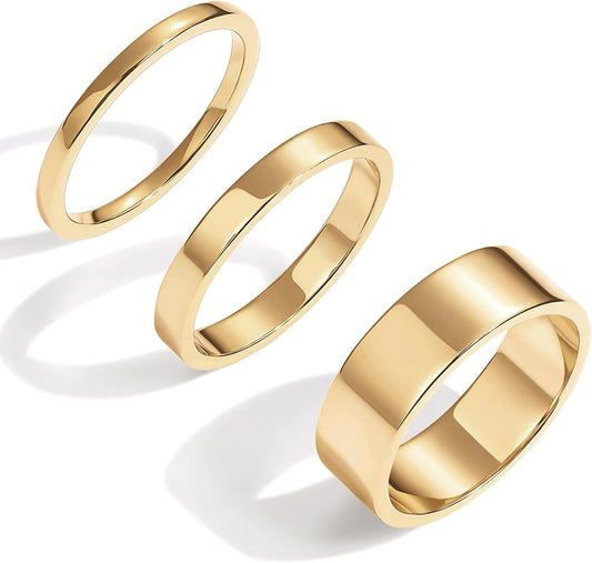 Set of 3 14K Gold Filled Thin Band Rings - Comfort Fit - Sizes 5 to 10