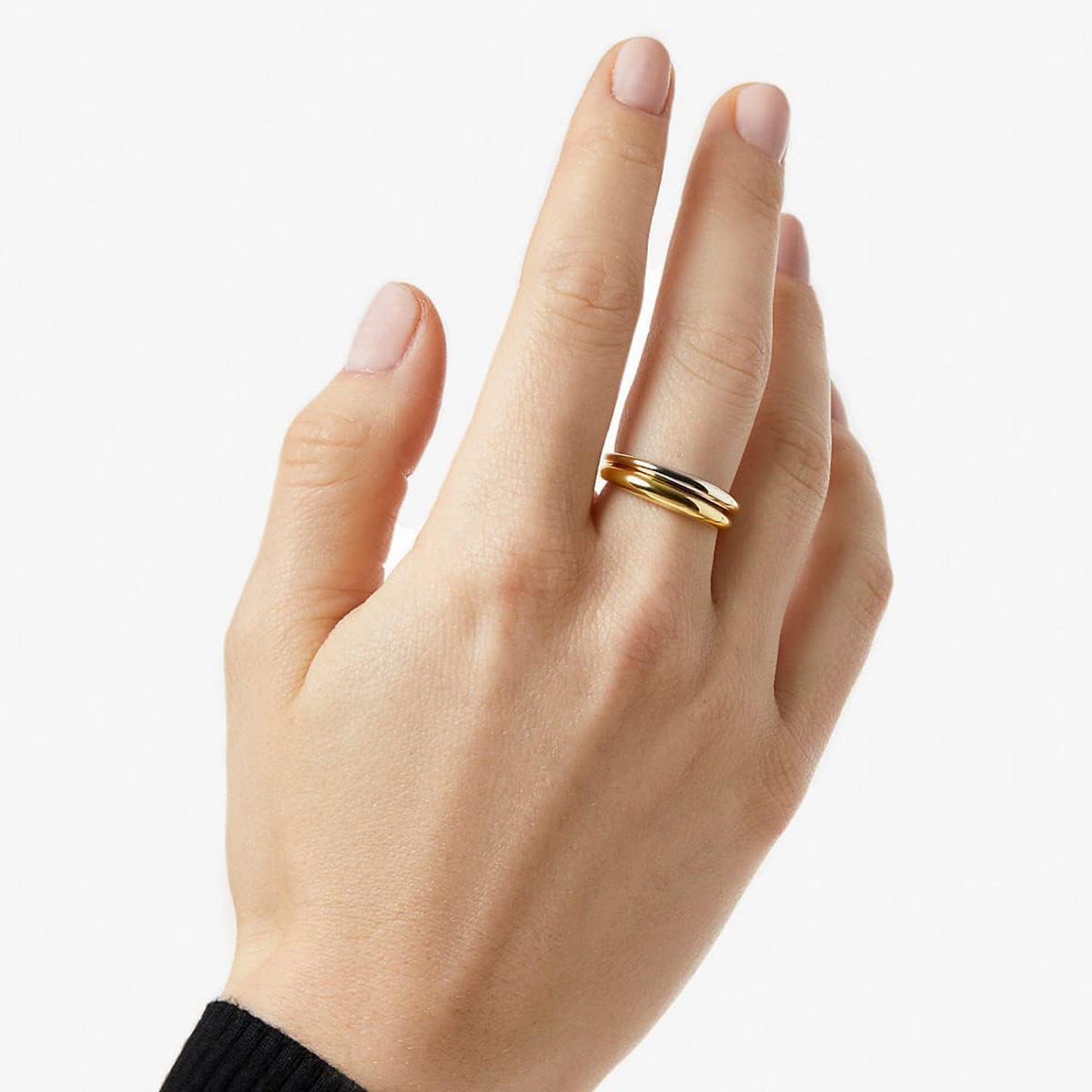 Gold Filled Band Rings - 2PCS - Thin Rings for Women and Girls - Comfort Fit - Sizes 5 to 10